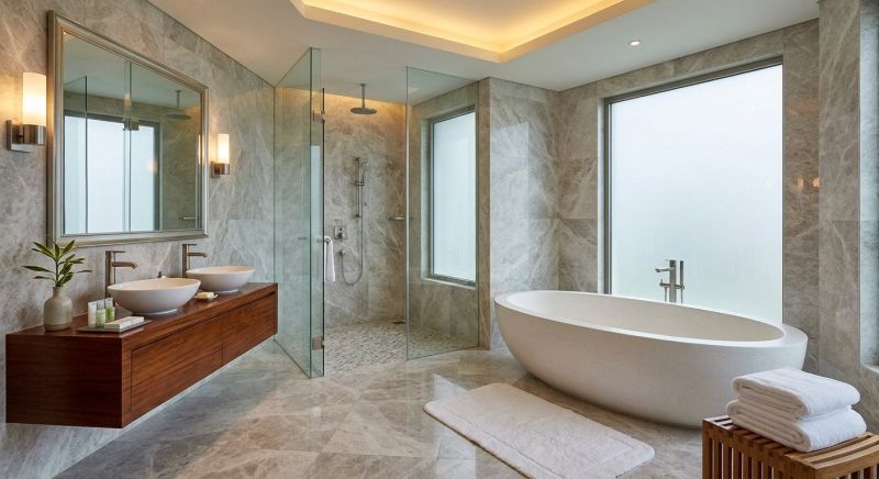 Completed bathroom remodeling residential project